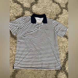 Columbia PFG Striped Polo Shirt Mens Large Blue White Summer Omni Shade